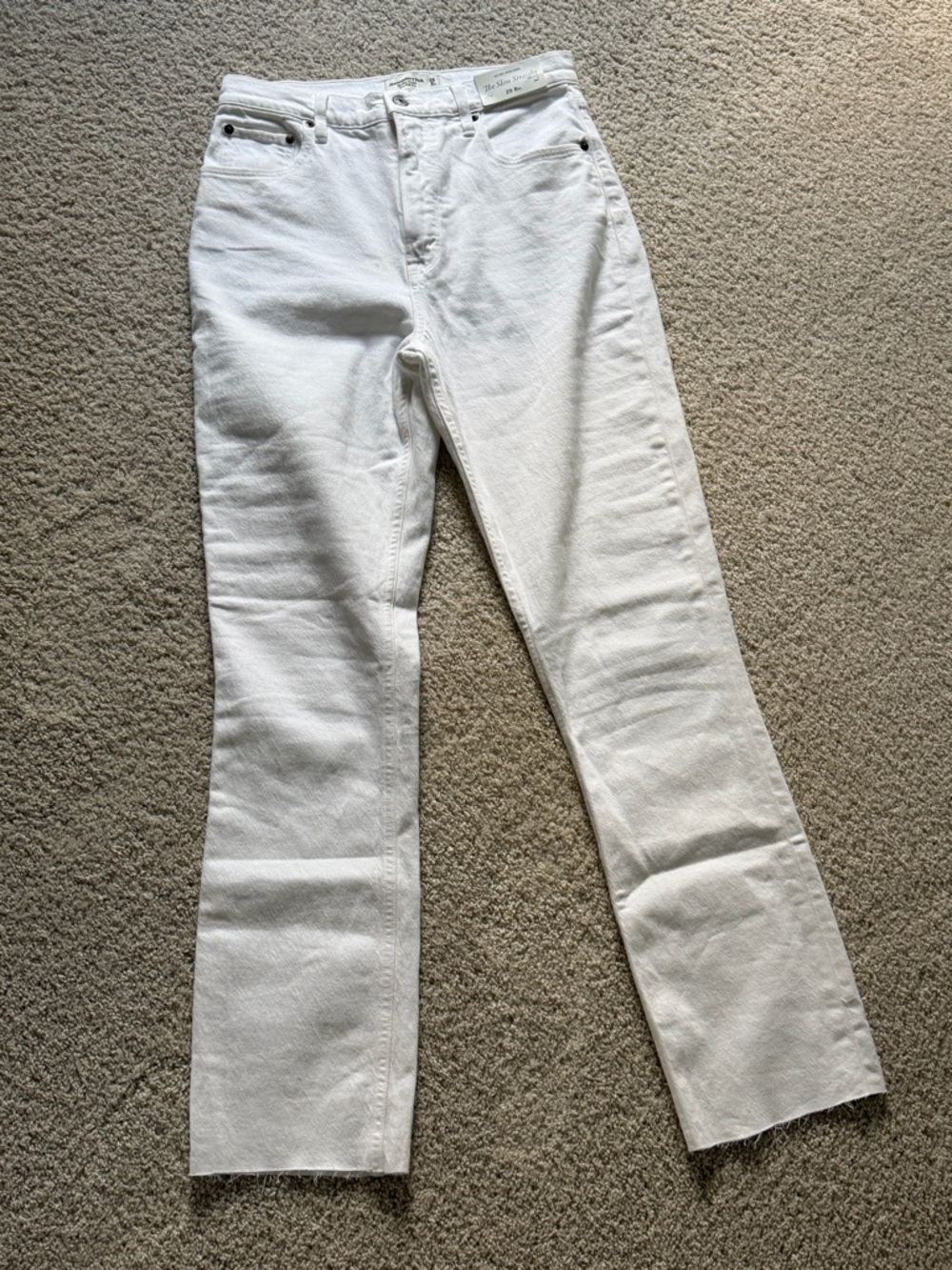Abercrombie & Fitch Slim Straight Ultra High-Rise Jeans in White